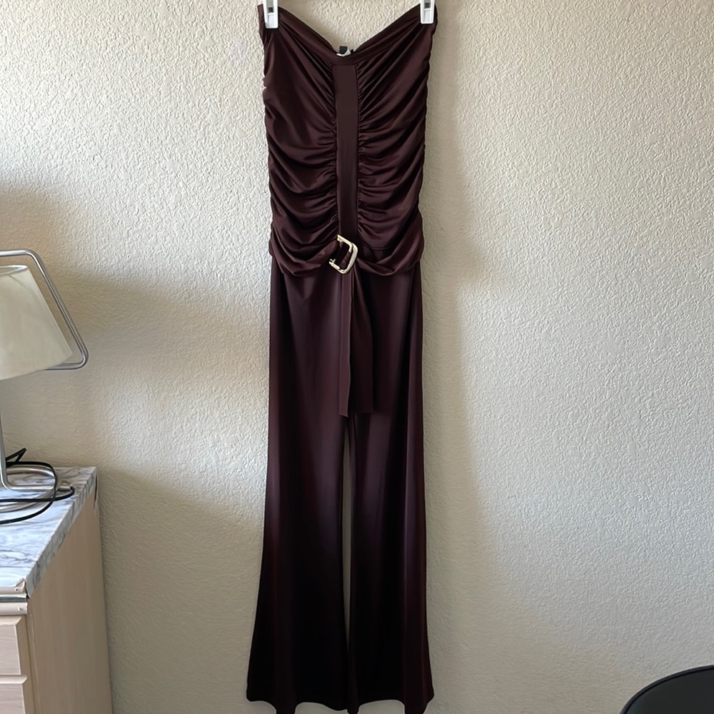Y2K brown tube top jumpsuit!